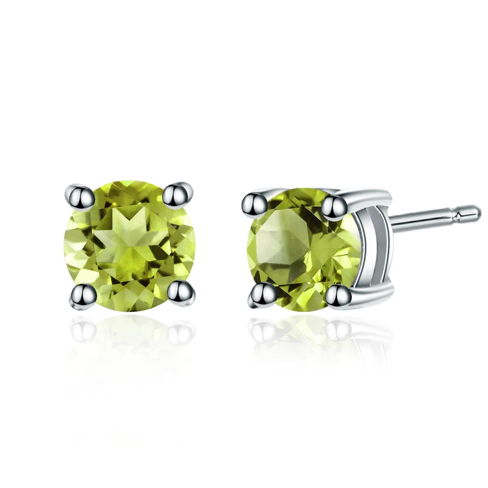 Gem's Ballet 5mm 1.28Ct Round Natural Red Garnet Gemstone Stud Earrings Genuine 925 Sterling Silver Fashion Jewelry for Women