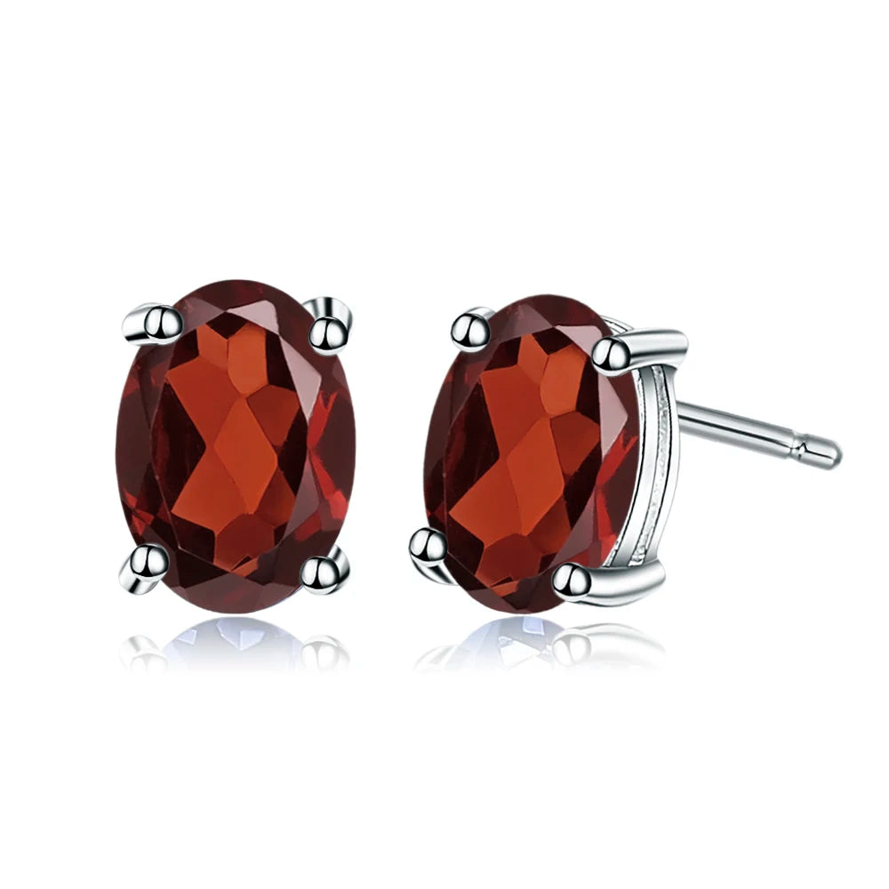 Gem's Ballet 4*6mm 1.05Ct Oval Natural Rhodolite Garnet Gemstone 925 Sterling Silver Stud Earrings Fashion Jewelry for Women