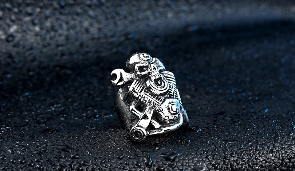 Beier new store 316L Stainless Steel men ring new hot sale Motorcycle Skull biker Ring fashion jewelry LLBR8-410R