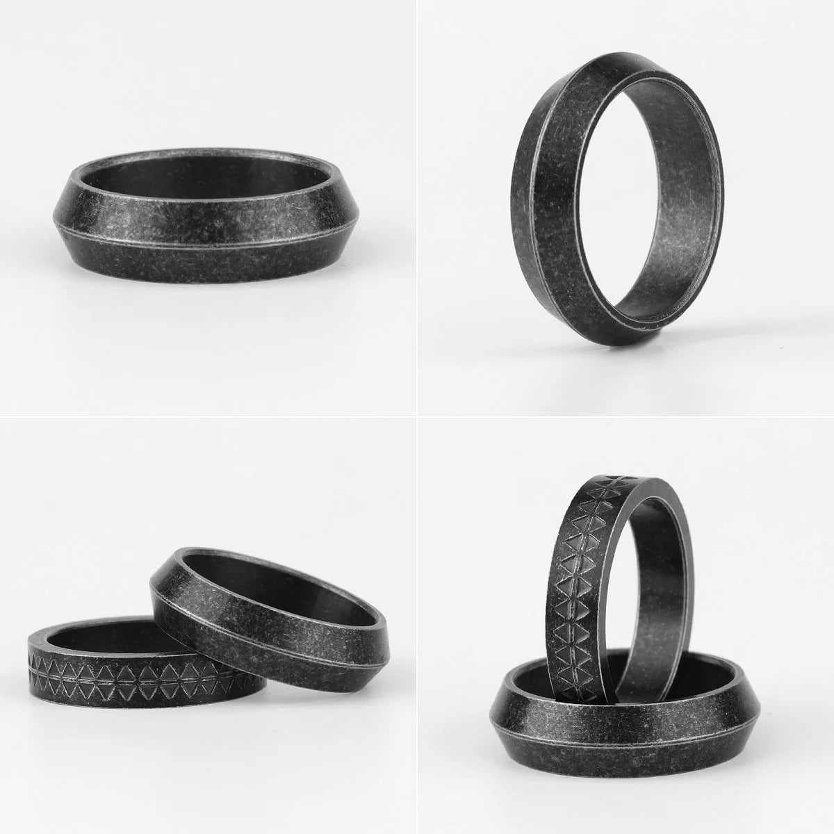 Retro Old Black Triangle Stainless Steel Mens Rings Cool Simple for Couple Lovers Male Biker Jewelry Creativity Gift Wholesale