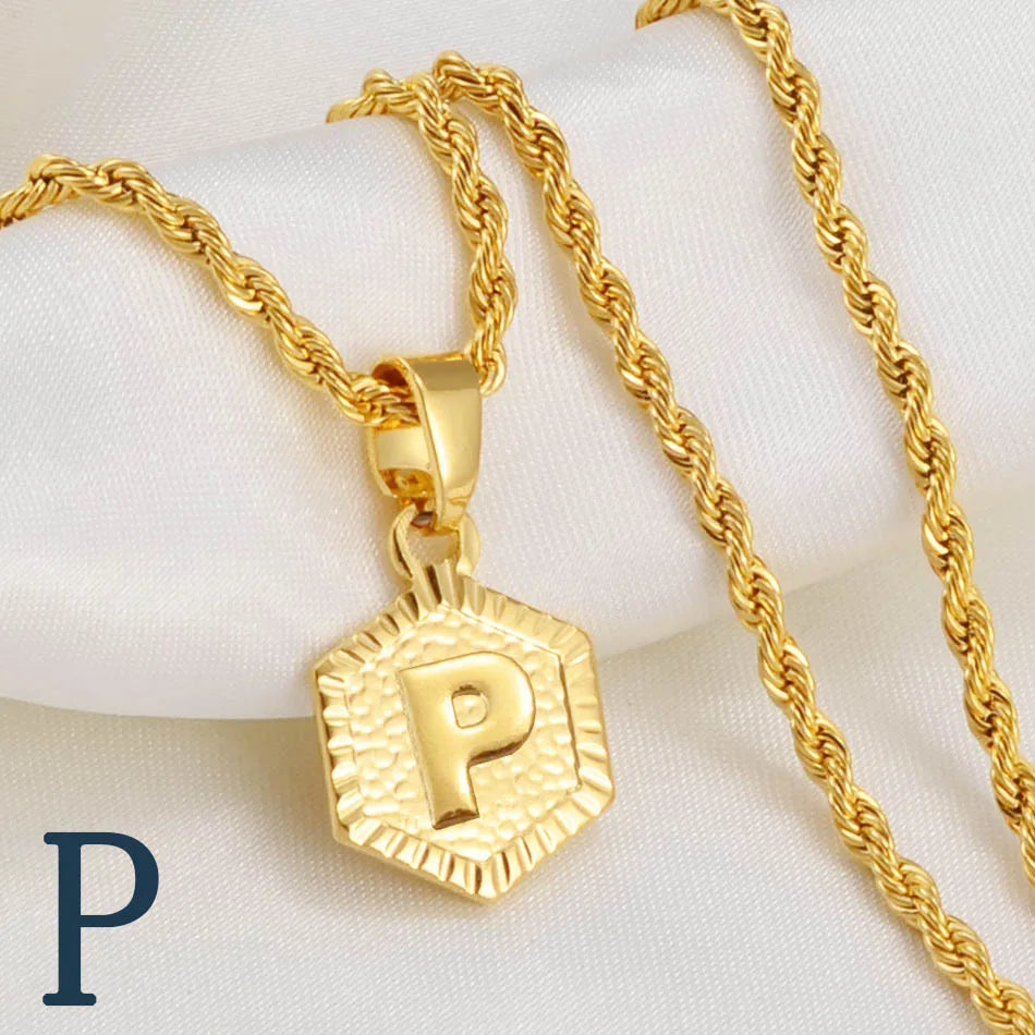 Anniyo A-Z Letters Necklaces Women Men English Initial Alphabet Charm Pendant Rope Chain Jewelry African Weeding Goods #114006B