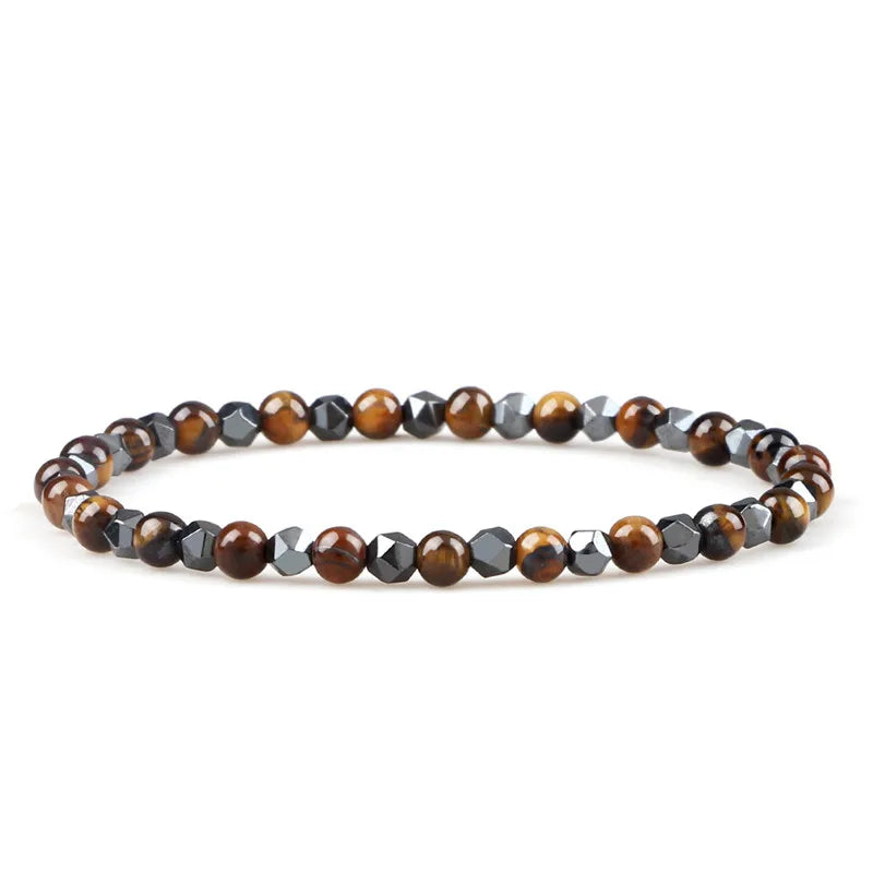 4mm Beads Bracelet Irregular Hematite Men Handmade Stretch Jewelry Black Lava Stone Charms Bracelets For Women Friendship Gifts