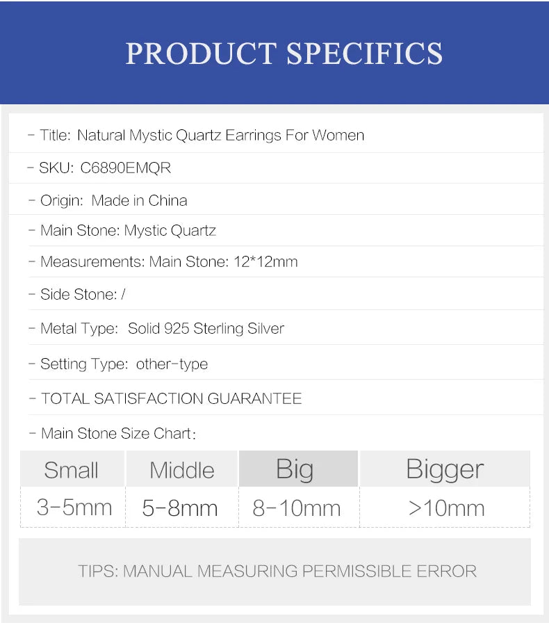 GEM'S BALLET Classic Natural Rainbow Mystic Quartz Earrings 925 Sterling Silver Drop Earrings For Women Engagement Fine Jewelry