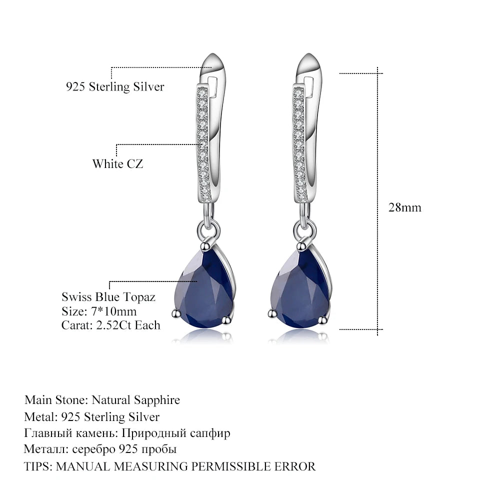 Gem's Ballet 5.05Ct Natural Blue Sapphire Gemstone Drop Earrings 925 Sterling Silver Fine Jewelry For Women Wedding