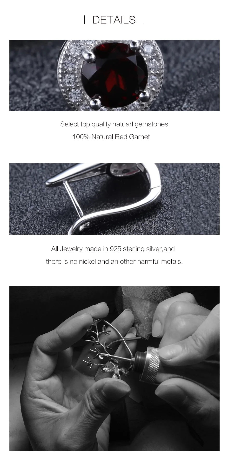 GEM'S BALLET 2.10Ct Natural Red Garnet Gemstone Earrings 925 Sterling Silver Halo Illusion Stud Earrings for Women Fine Jewelry