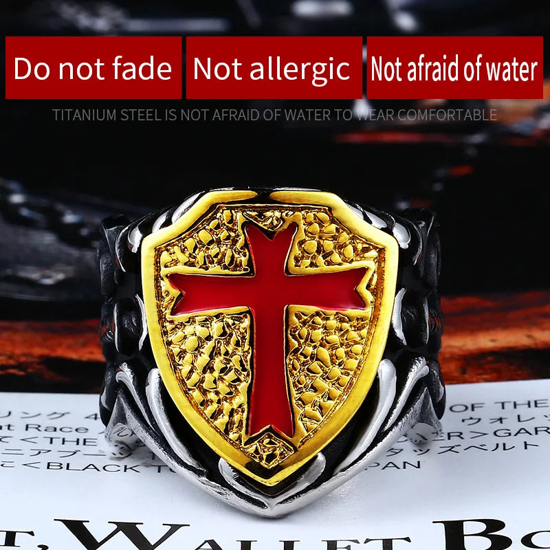 BEIER 316L Stainless Steel Cross Men's Ring Retro Cross Temple Knight Partial High Quality Jewelry LLBR8-280R