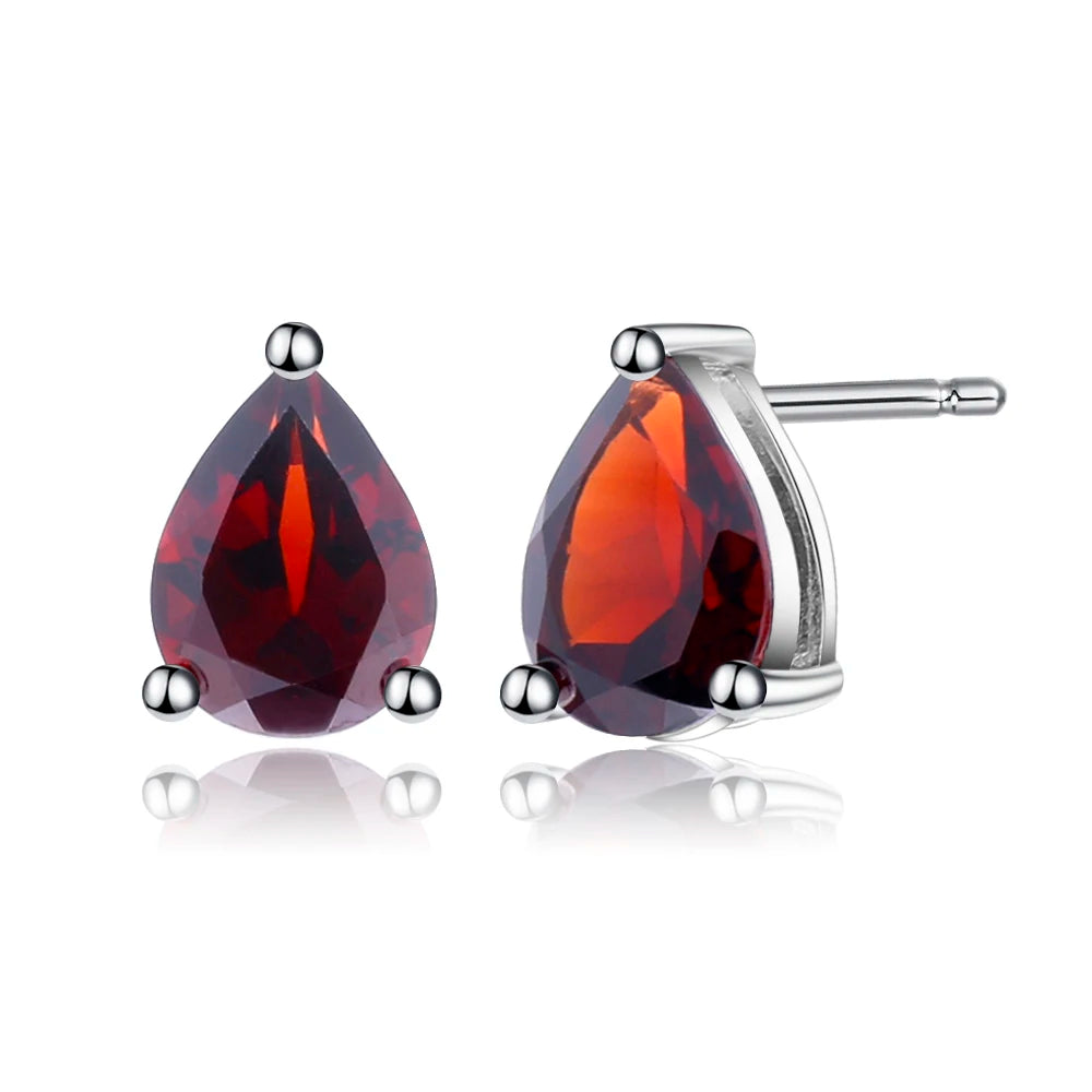Gem's Ballet 6*8mm 2.74Ct Natural Red Garnet Gemstone Stud Earrings Genuine 925 Sterling Silver Fashion Jewelry for Women
