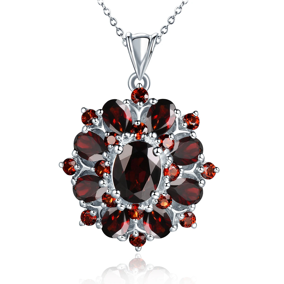Hutang 7.54ct Natural Black Garnet Pendant, 925 Sterling Silver Necklace Fine Gemstone Jewelry for Women, Gift for Christmas