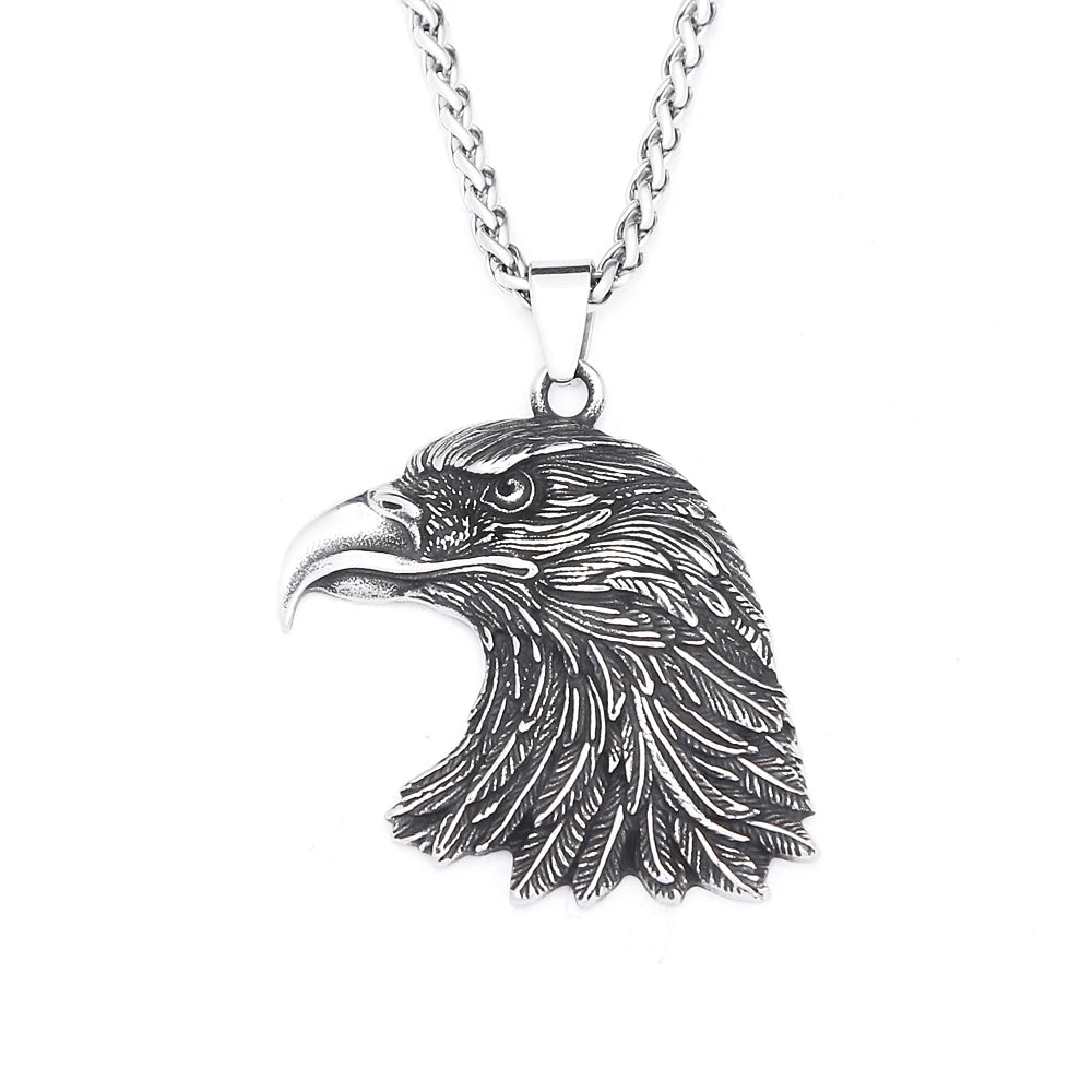 Gothic Vintage Eagle Head Pendant Necklaces For Men Women 316L Stainless Steel Fashion Punk Flag Statue of Liberty Jewelry Gifts