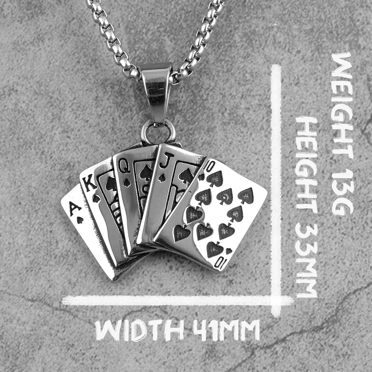 Flush Poker Gambling Long Men Necklaces Pendants Chain Punk for Boyfriend Male Stainless Steel Jewelry Creativity Gift Wholesale