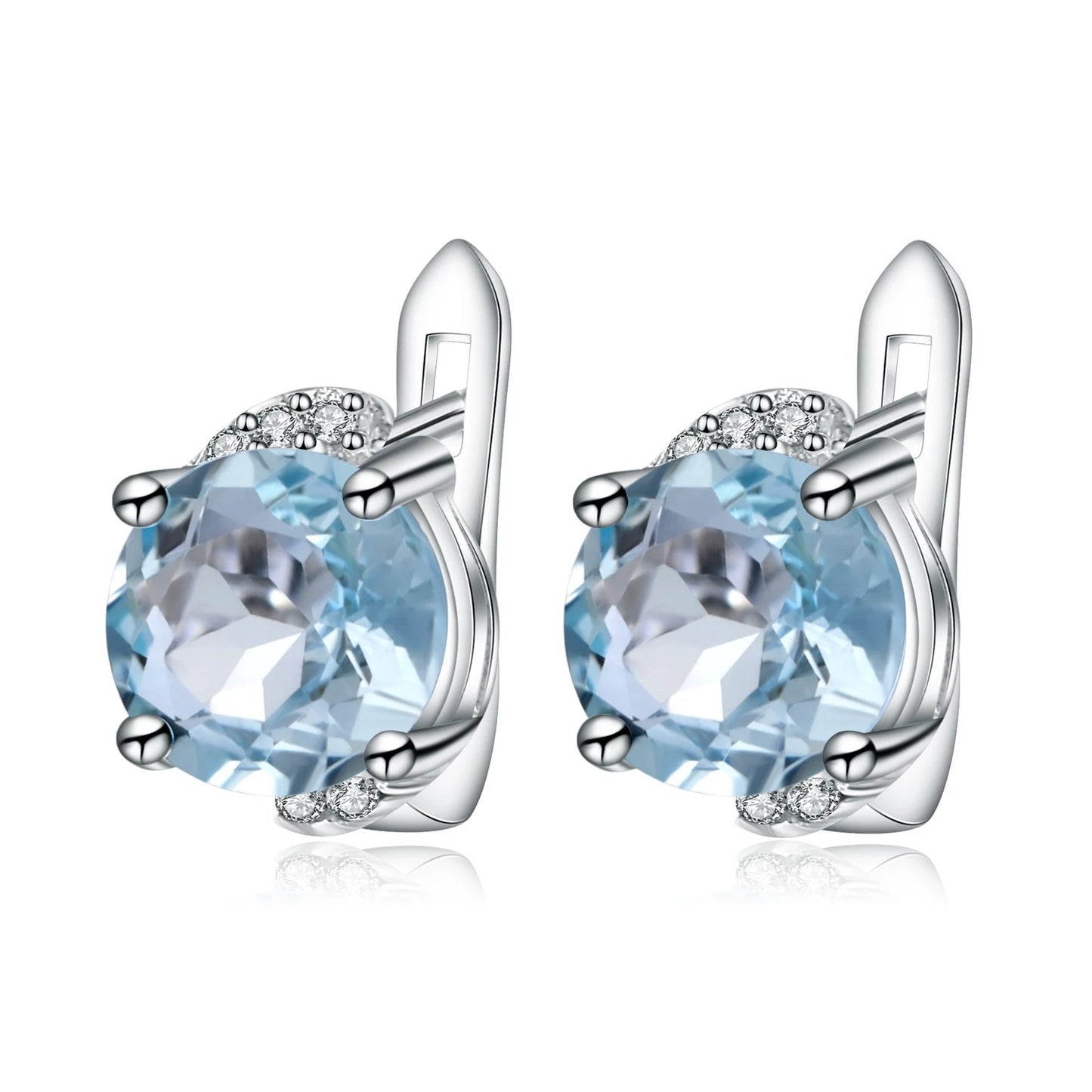 Gem's Ballet 4.08t Natural Green Amethyst Prasiolite Earrings 925 Sterling Silver Stud Earrings For Women Valentine Gift Jewelry