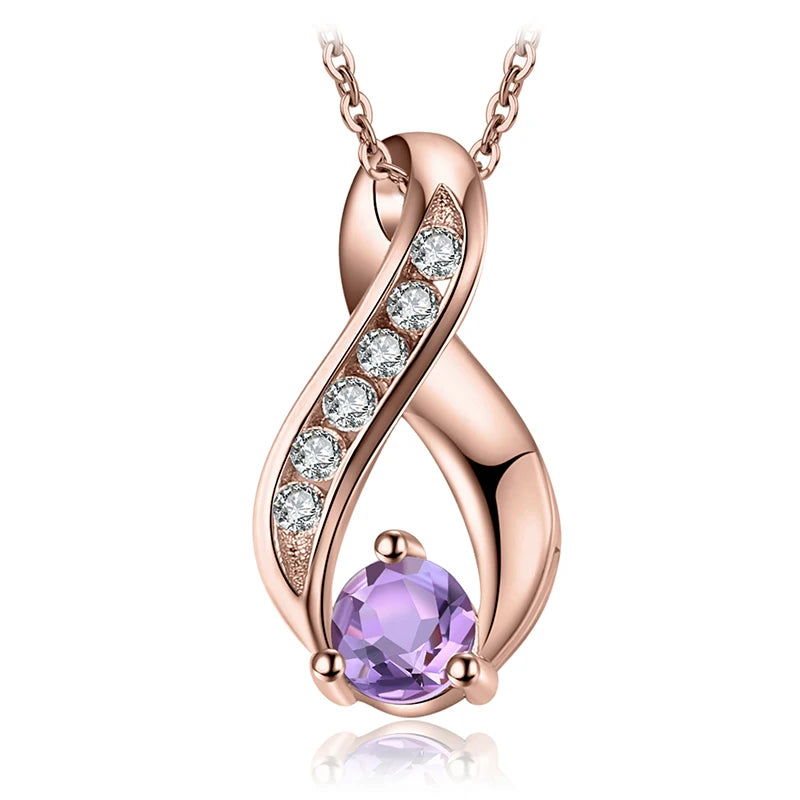 JewelryPalace Infinity Natural Amethyst 925 Sterling Silver Pendant Necklace for Women No Chain