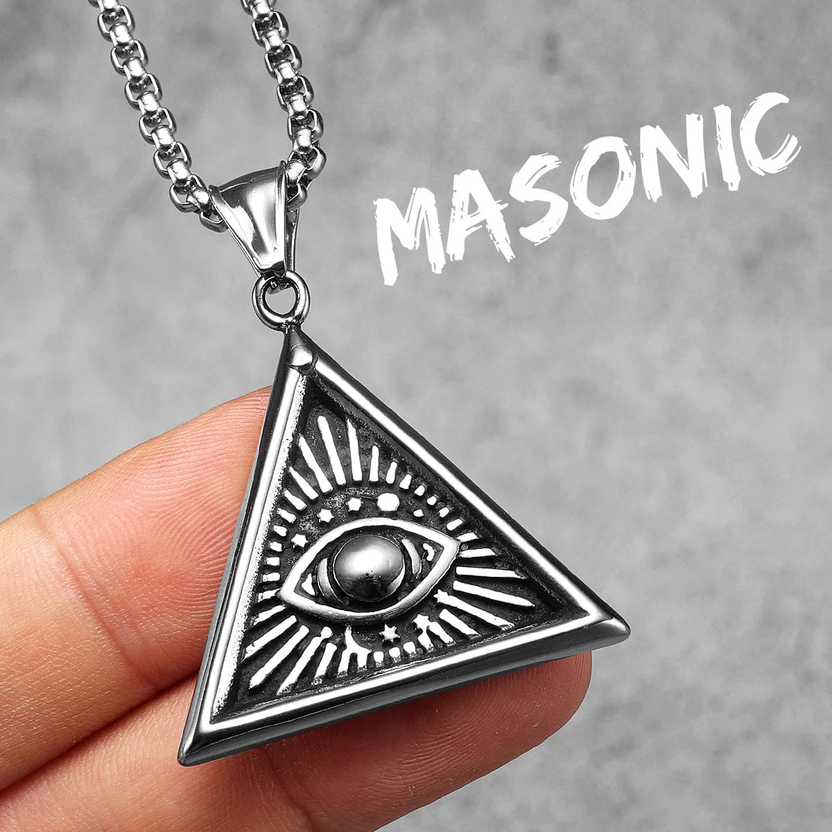 Masonic Illuminati Eye Stainless Steel Men Necklaces Pendant Chain Powerful Amulet Vintage For Women Jewelry Gifts Wholesale