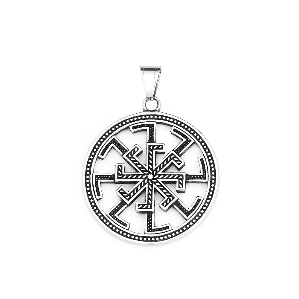 Vintage Fashion Slavic Kolovrat Symbol Pendant For Men Nordic Stainless Steel Vikings Celtic Knot Necklace Amulet Jewelry Gifts
