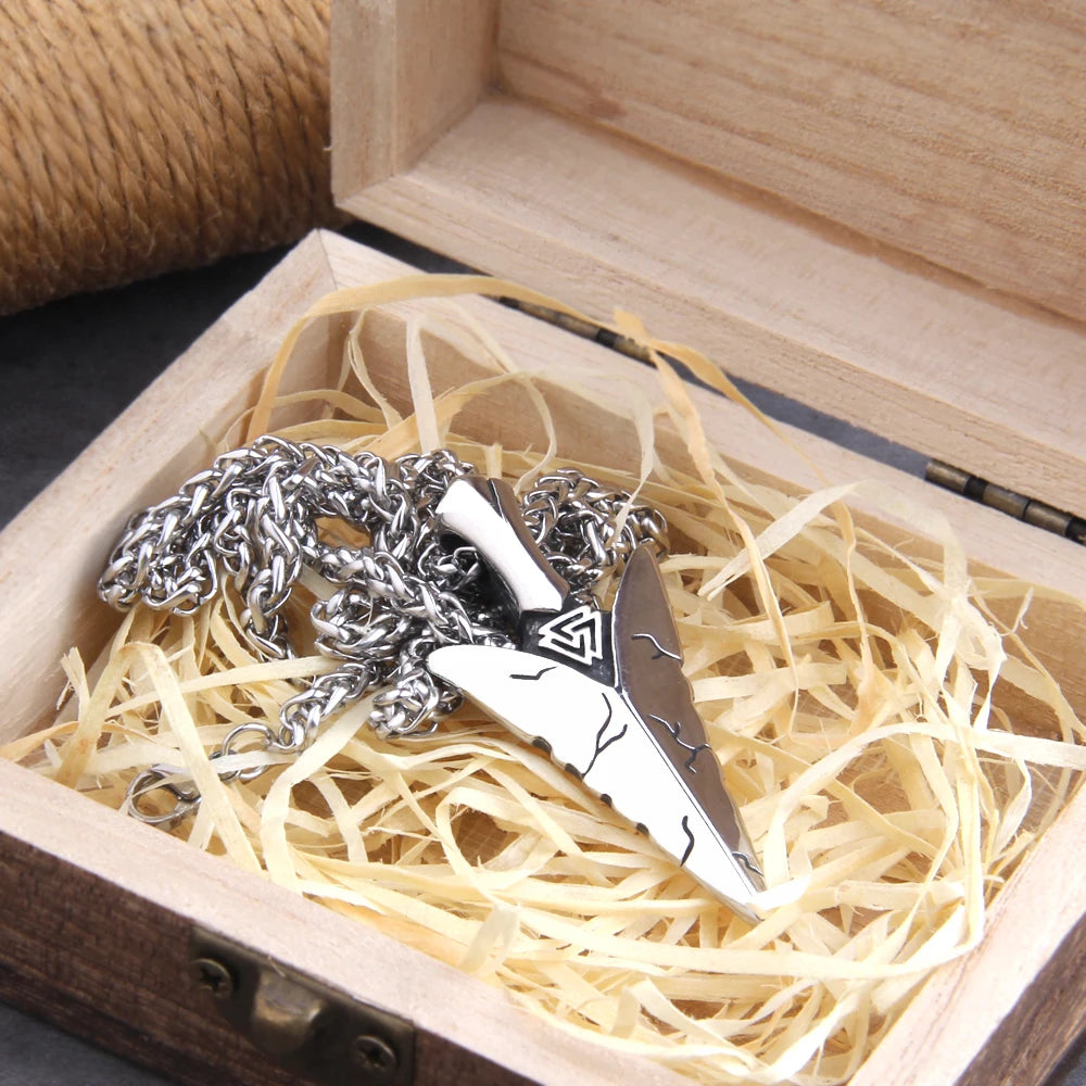 Viking Necklace for Men Studry Stainless Steel Norse Mythology Jewelry Viking Spear/Odin Amulet Pendant Necklace