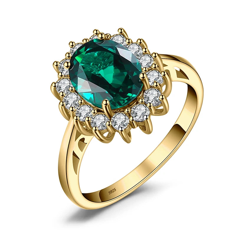 JewelryPalace Princess Diana Created Blue Sapphire 925 Sterling Silver Engagement Ring Ruby Natural Amethyst Citrine Blue Topaz