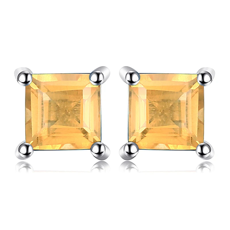 JewelryPalace Square Genuine Blue Topaz Amethyst Citrine Garnet Created Sapphire Ruby Emerald 925 Sterling Silver Stud Earrings