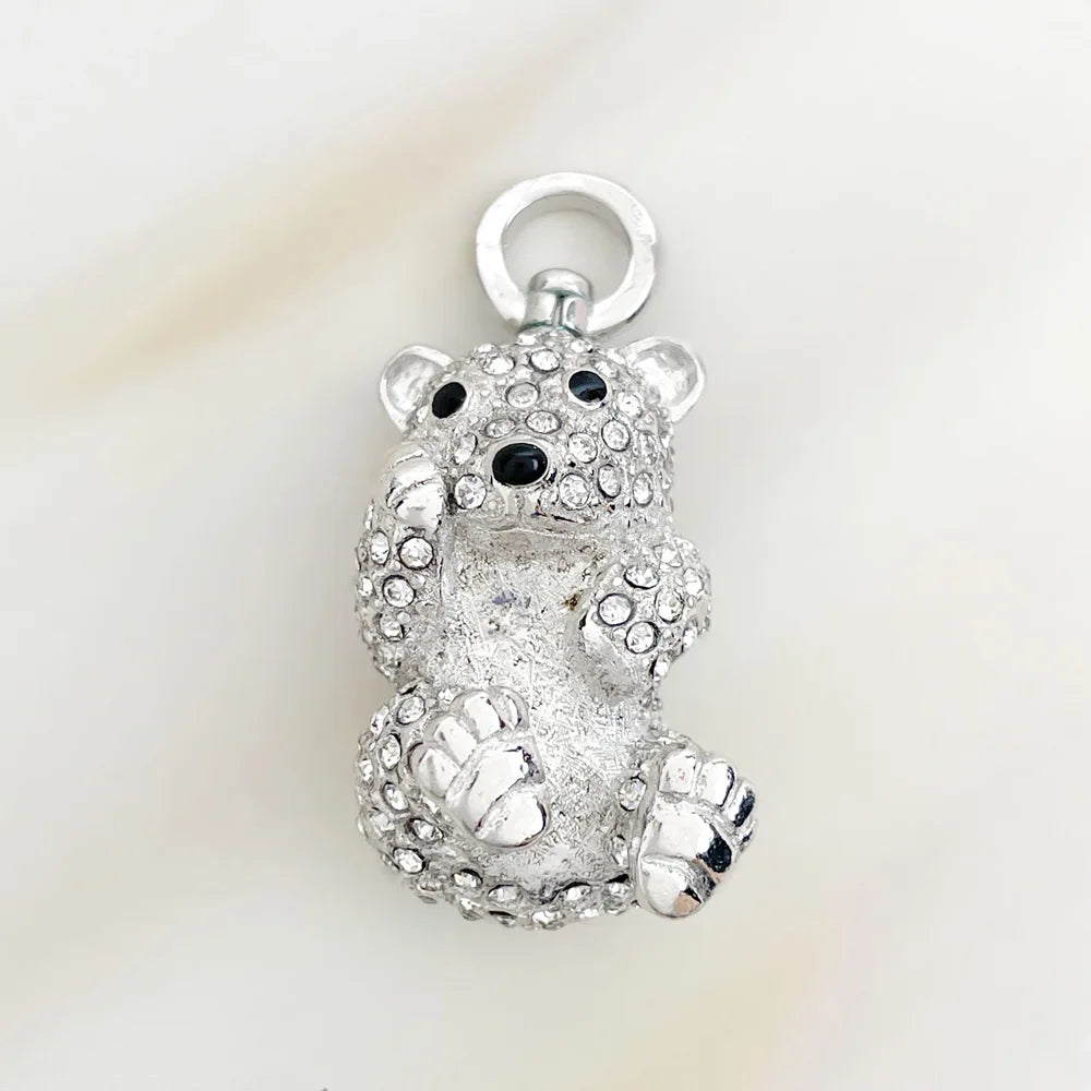 Pendants Teddy Bear Movable Legs Frog Pearl Polar Turtle Fine 925 Sterling Silver Jewelry Cute Gift For Women Fit Necklace