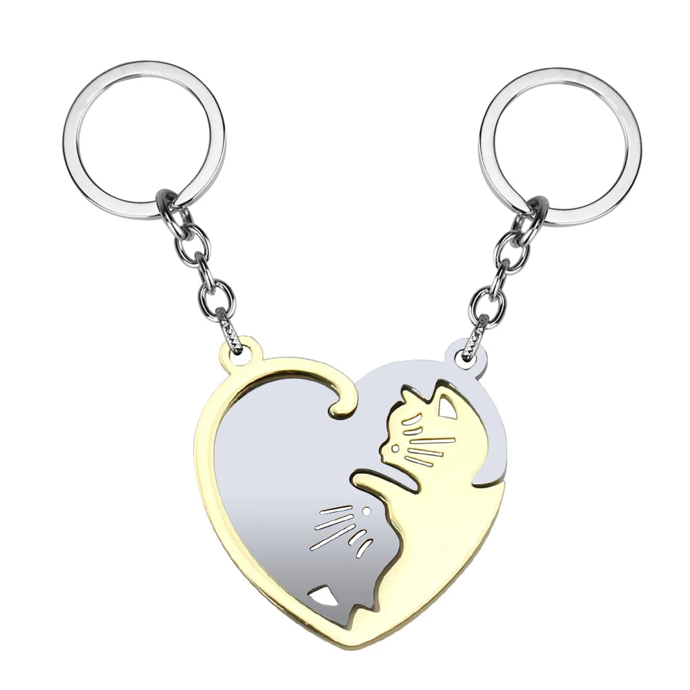 Cat Couple Necklaces For Lovers Yin Yang Animal Pendant Necklace Heart Couples Friendship Jewelry for Lovers Best Friends Gift