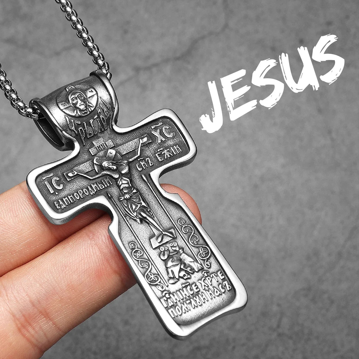 Jesus Big Cross Amulets Stainless Steel Men Necklaces Pendant Chain Punk For Women Fashion Jewelry Gifts Wholesale Dropshiping