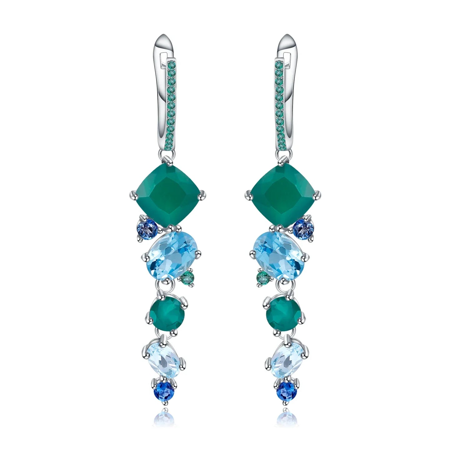 GEM'S BALLET Natural Mystic Quartz Topaz Drop Earrings 925 Sterling Silver Handmade Modern Irregular Earrings for Women Brincos