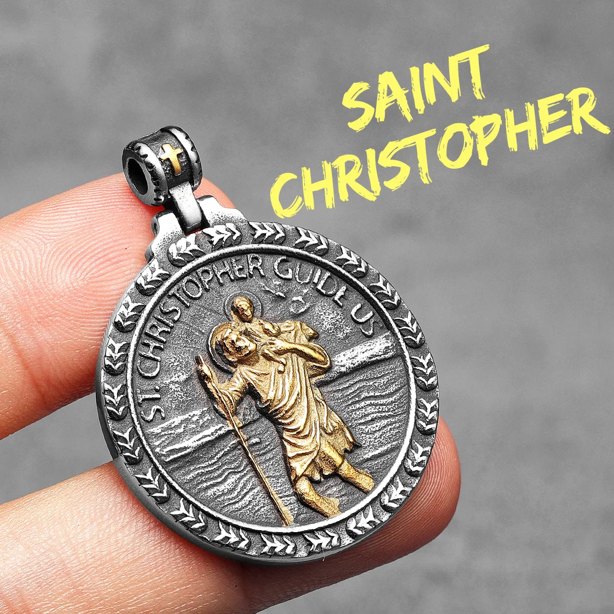 St.Christopher Exorcism Patron Stainless Steel Men Necklaces Pendant Chain Punk Stylish For Women Fashion Jewelry Gift Wholesale