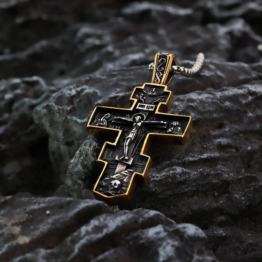 European and American style Jesus cross personalized fashion talisman for men's titanium steel pendant necklace jewelry