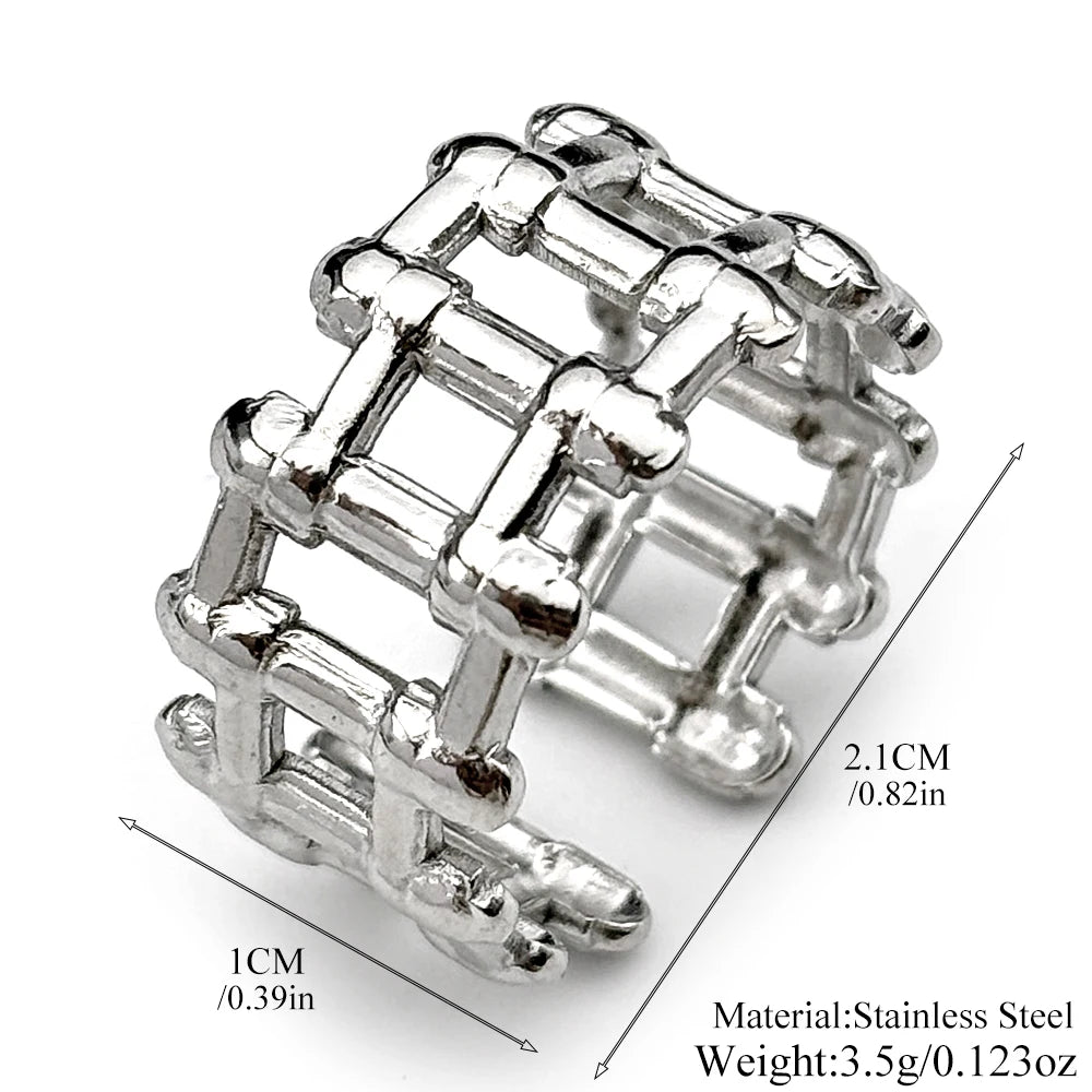 Hiphop Bicycle Chain Rings For Men Adjustable Creative Punk Rock Male Link Ring Trendy Motorcycle Chain Unisex Jewlery Accessory