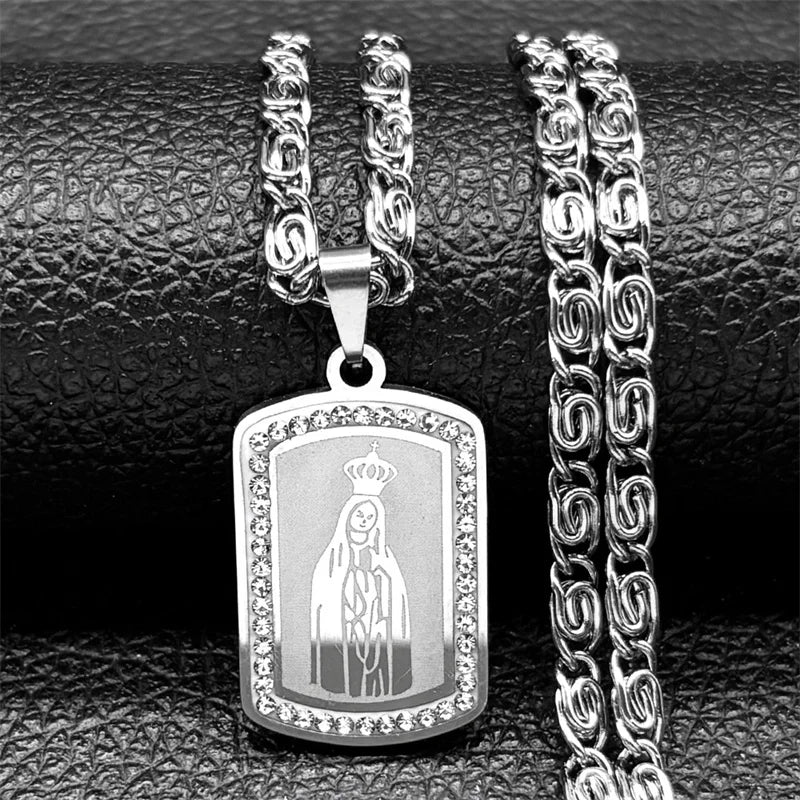 Brazilian Our Lady Of Aparecida Prayer Pendant Necklace for Women And Men Stainless Steel Gold/Silver Color Male Chain Jewelry