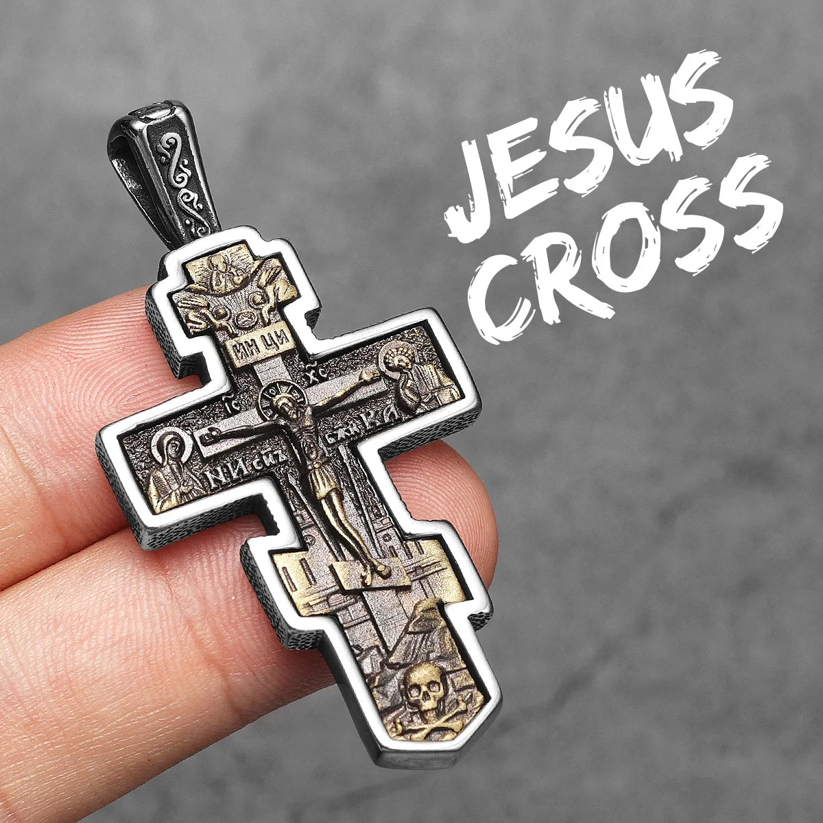 Exorcist Jesus Cross Brass Stainless Steel Men Necklaces Pendant Chain Punk for Women Fashion Jewelry Gift