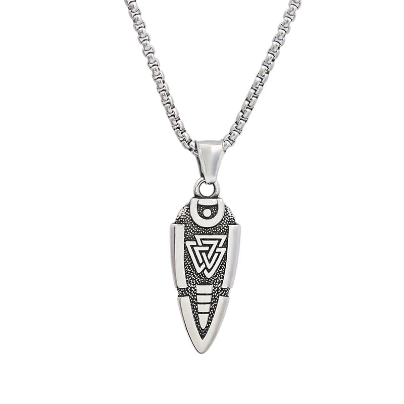 New Stainless Steel Men's Viking Spear Necklaces Vintage Rune Nordic Celtic Knot Pendants Fashion Jewelry Accessories Wholesale