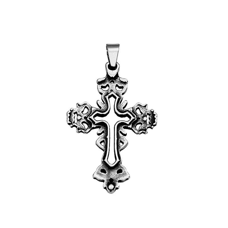 Fashion Skull Cross Necklaces Amulet Creative Hollow out design Cross Pendant Stainless Steel Jewelry Accessories Dropshipping