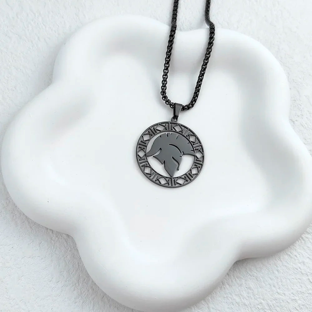 Retro Punk Style Stainless Steel Pendant Spartan Warrior Helmet Head Necklace Rome Soldier Fashion Jewelry Accessories for Man