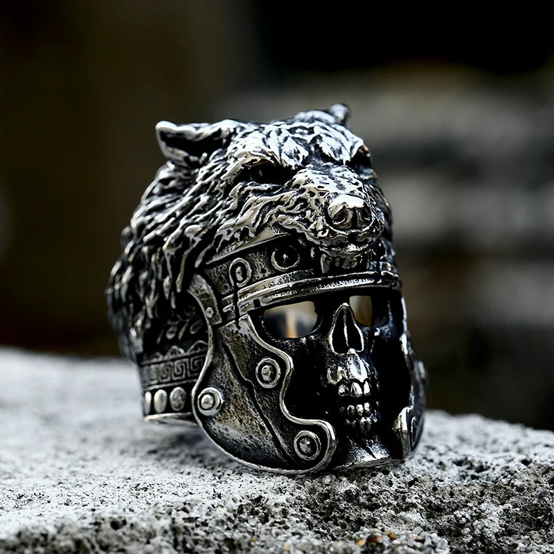 Beier New Store 316L Stainless Steel Viking Nordic Wolf Head Ring High Quality Multifamily Animal Jewelry Men Ring