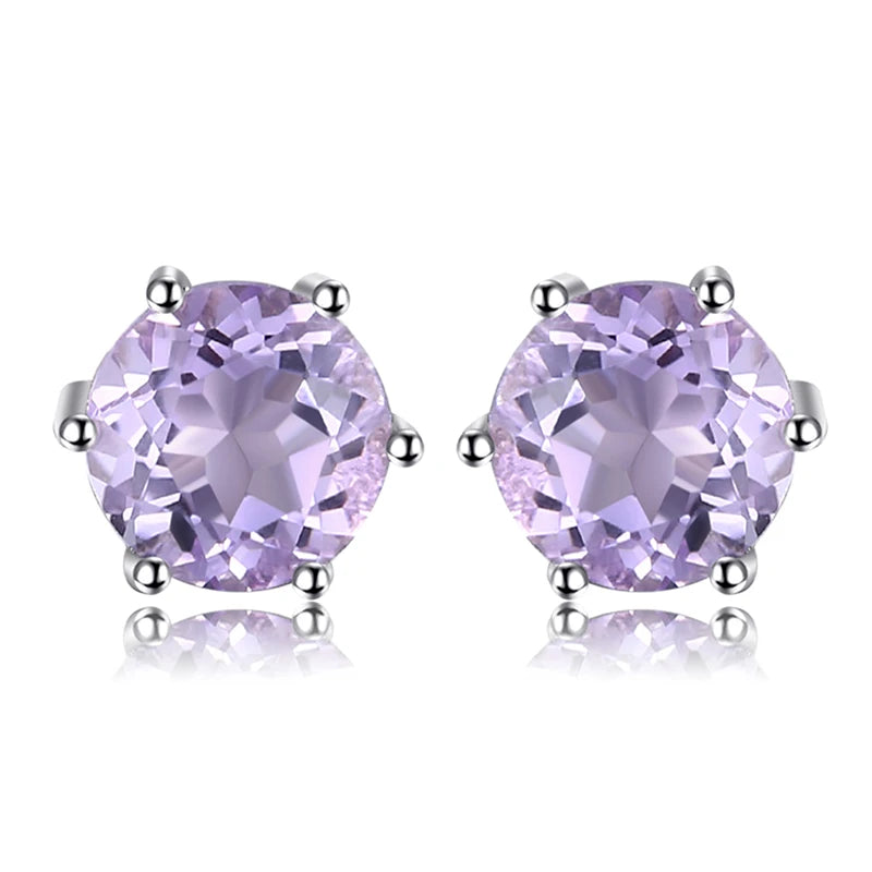 JewelryPalace Round Natural Yellow Citrine 925 Sterling Silver Stud Earrings for Women Statement Fashion Gemstone Jewelry Gift