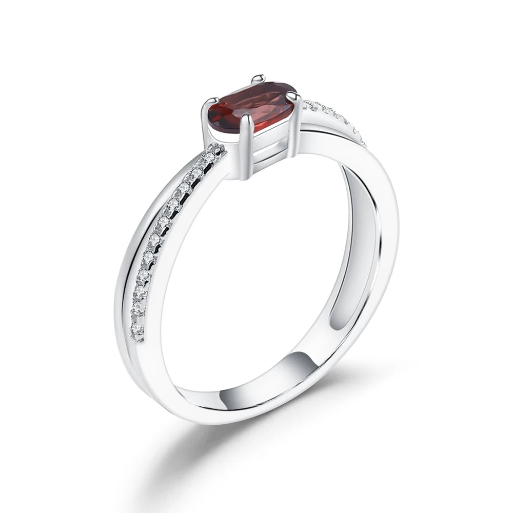 GEM'S BALLET Anillos de granate rojo natural para mujer, anillo de piedra preciosa de plata de ley 925 auténtica, piedra de nacimiento, regalo para niña, joyería al por mayor