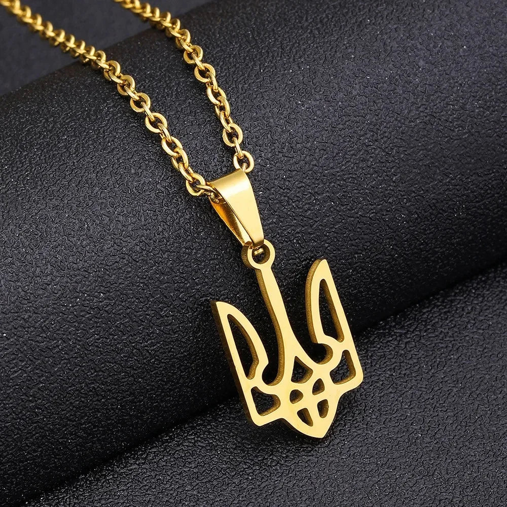 Retro exquisite Neptune Poseidon Trident necklace Ukraine national emblem pendant MEN'S FASHION cool trendy jewelry accessories