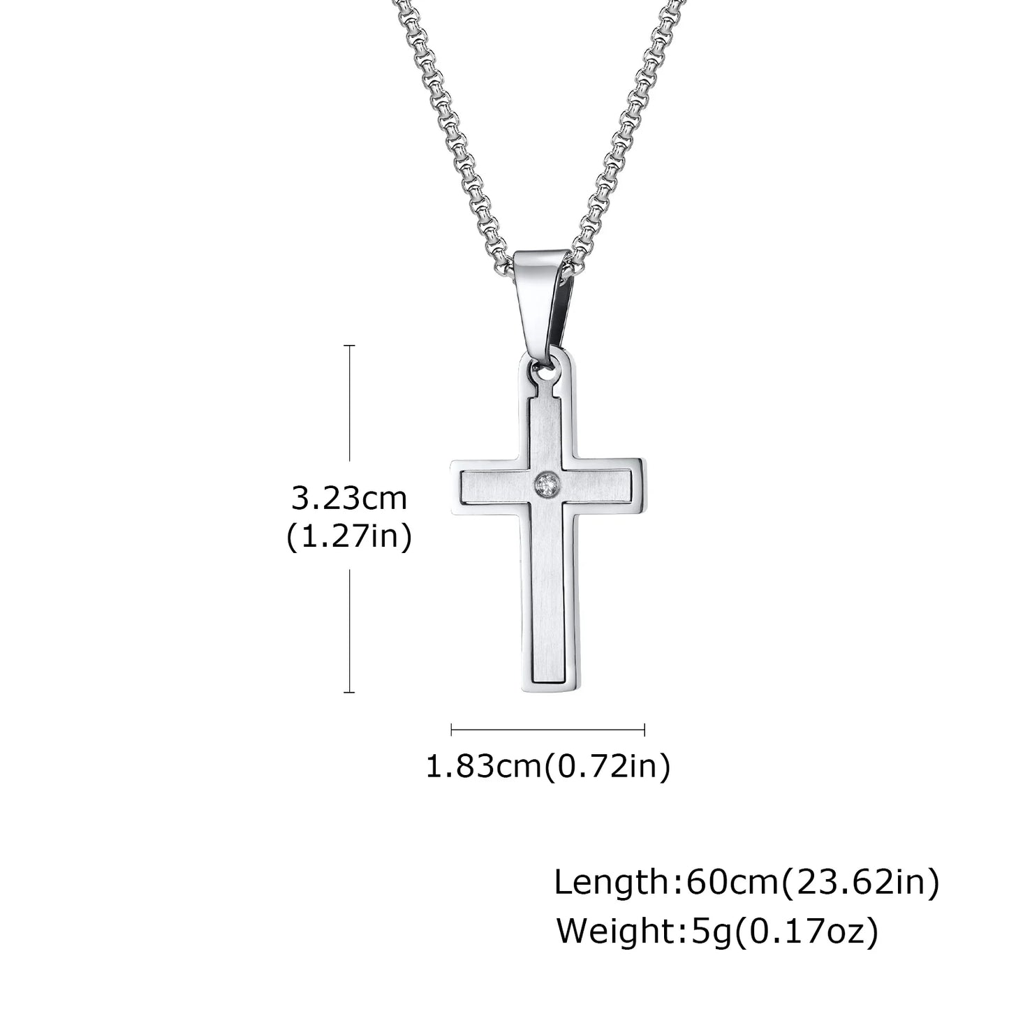 Vnox Unisex Stainless Steel Cross Pendants Neckalces, Zircon Center Inlayed Christ Cross Collar for Men Women Faith Jewelry