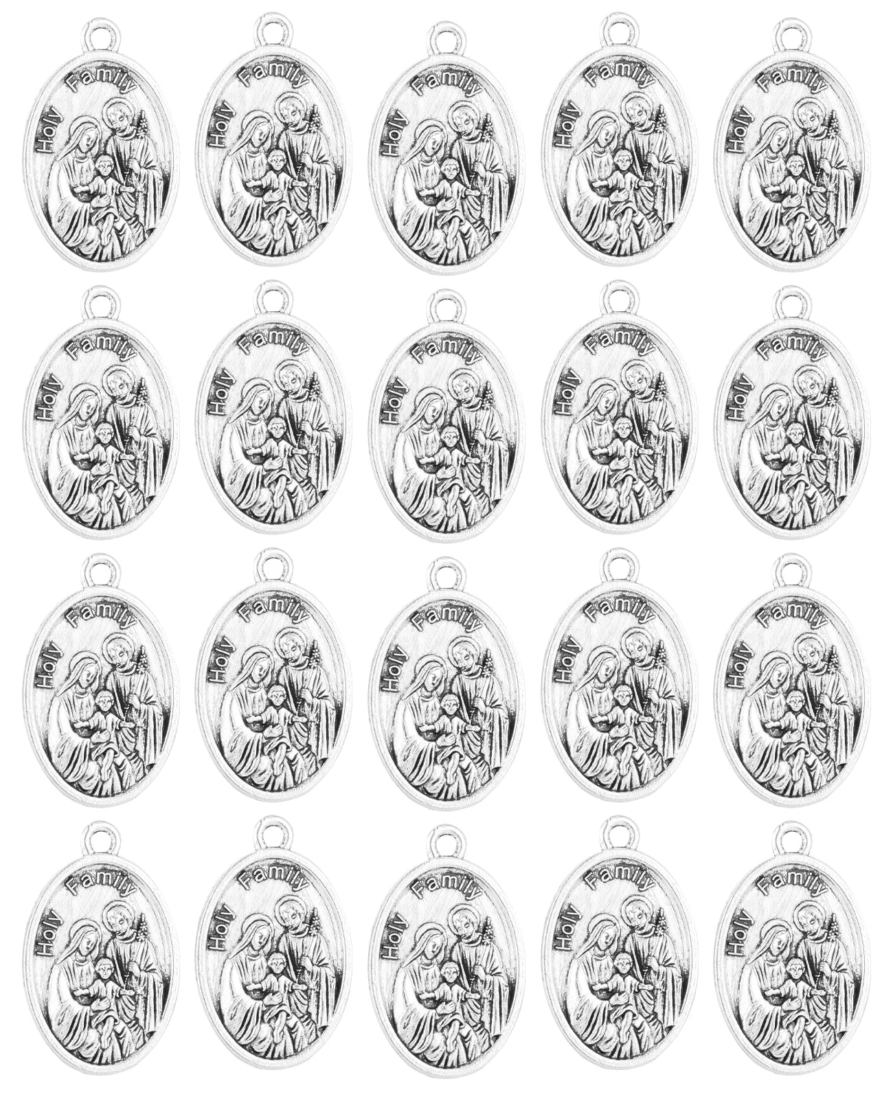 10Pcs Holy Family Medal Antique Oval Shaped Holy Dove Pigeon Pendants for Rosary Parts Religious Jewelry Accessories