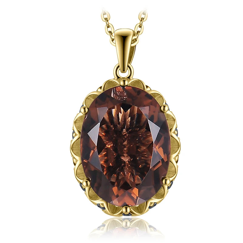 JewelryPalace Huge 8ct Natural Smoky Quartz 925 Sterling Silver Pendant Necklace for Women No Chain