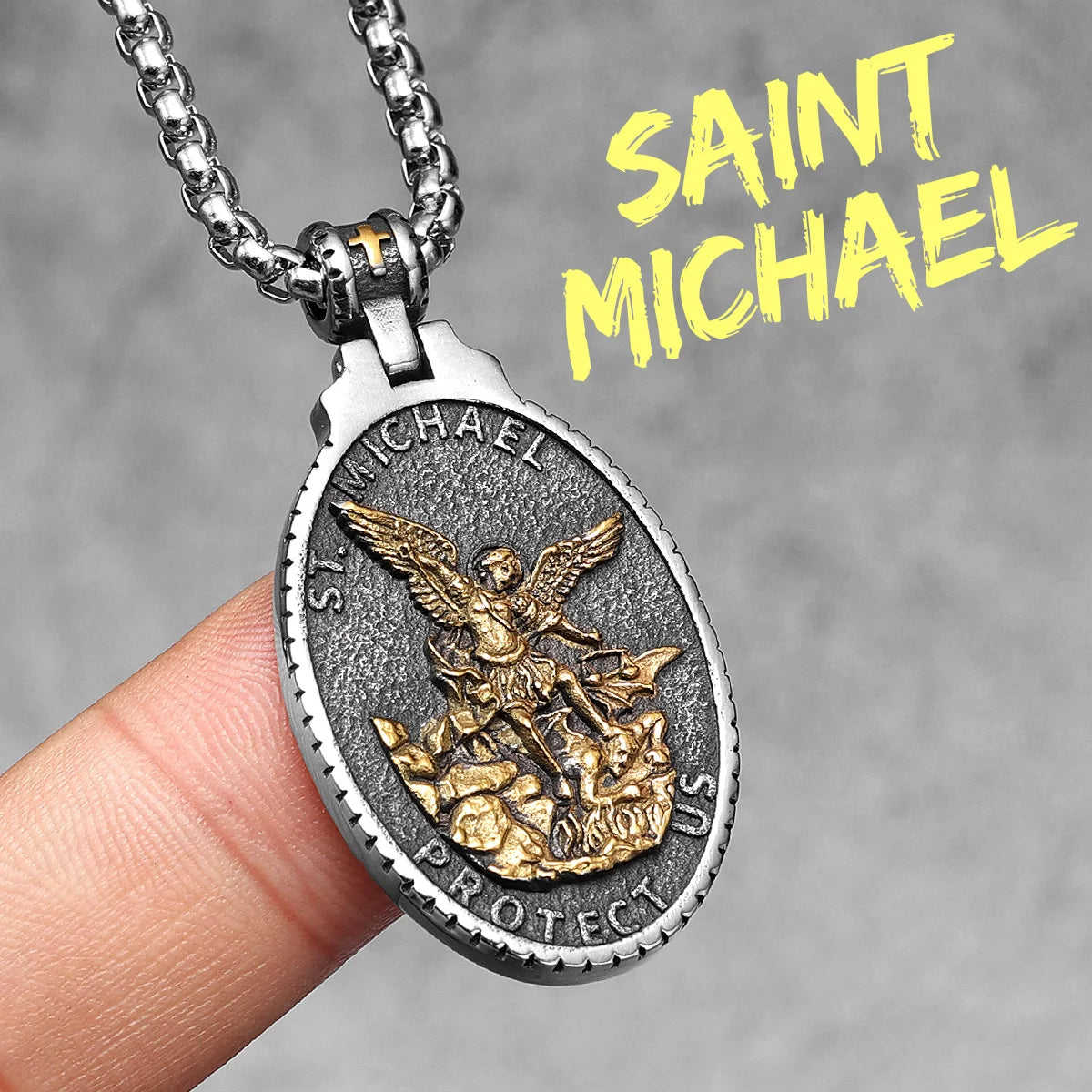Archangel St.Michael Guardian Stainless Steel Men Necklaces Pendant Chain Punk Stylish For Women Fashion Jewelry Gifts Wholesale