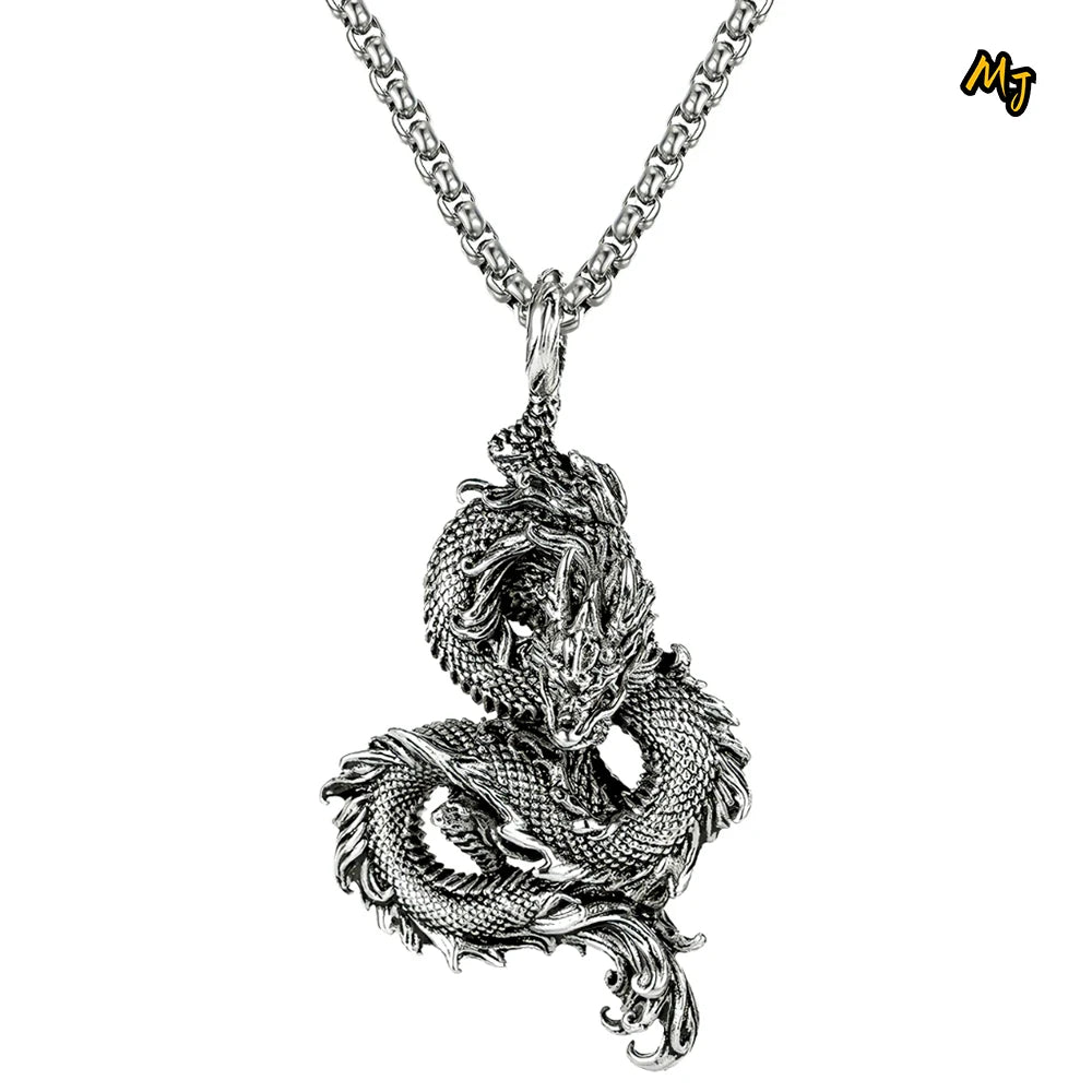 Symbol of year 2024 Dragon Vintage Chinese Dragon Necklace Pendant for Women Hip-hop Punk Men Chain Gifts Jewelry Accessories
