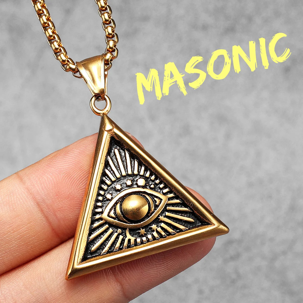 Masonic Illuminati Eye Stainless Steel Men Necklaces Pendant Chain Powerful Amulet Vintage For Women Jewelry Gifts Wholesale