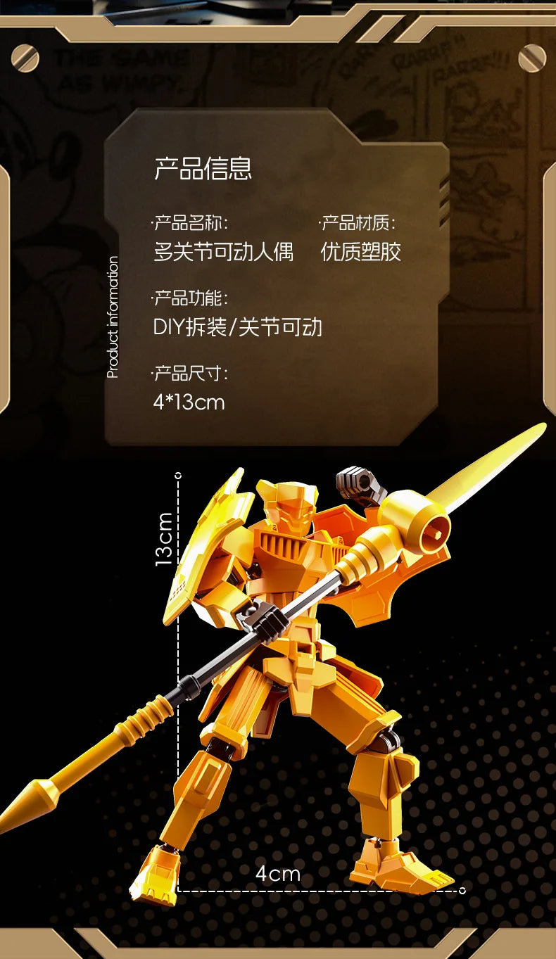 DIY Creative Ancient Roman Style Multi Joint Mobile building Justice Shield Mech Toy Assembly Model Handmade for children gifts