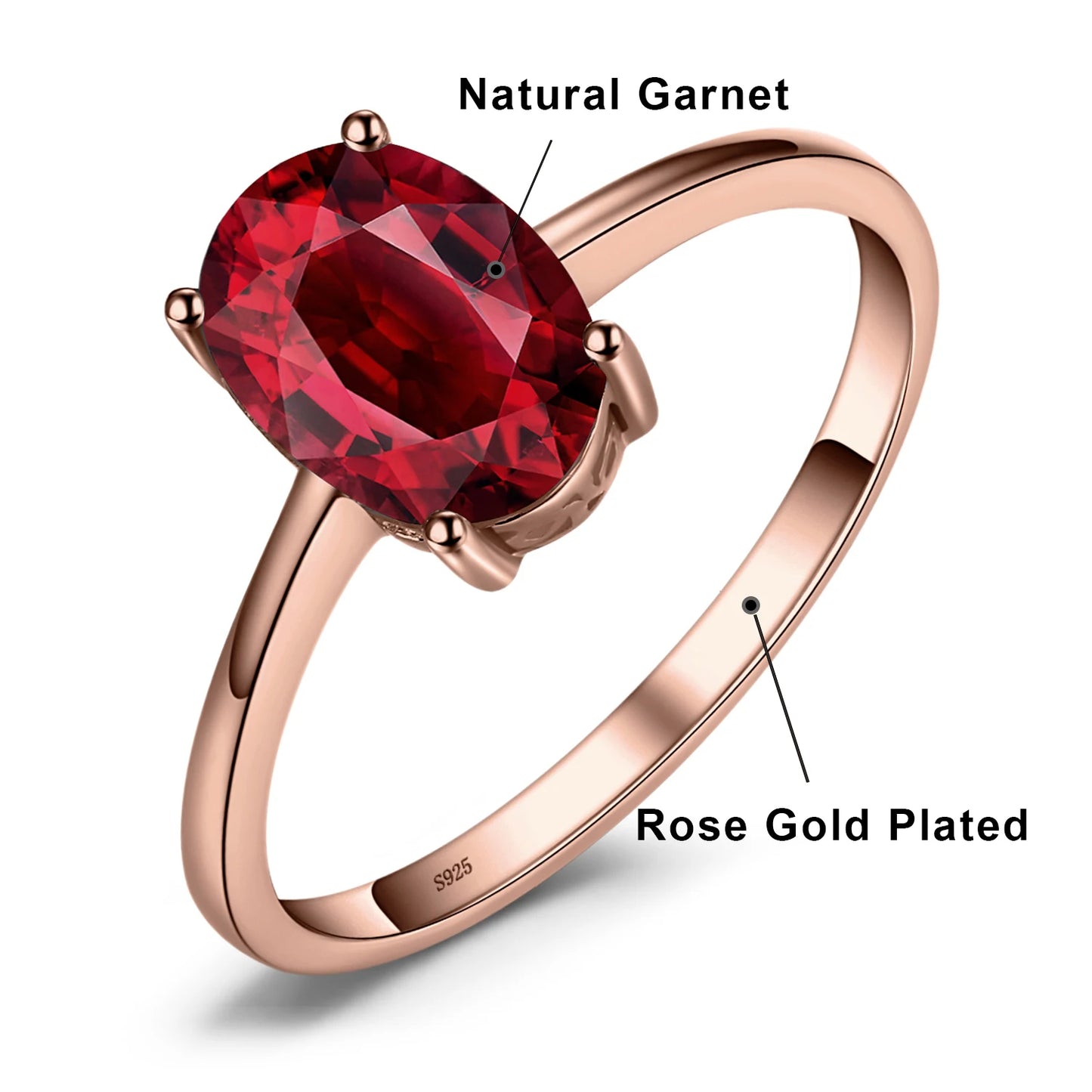 JewelryPalace Rose Gold Yellow Gold Plated Oval Natural Amethyst Citrine Garnet Topaz Peridot 925 Sterling Silver Ring for Women