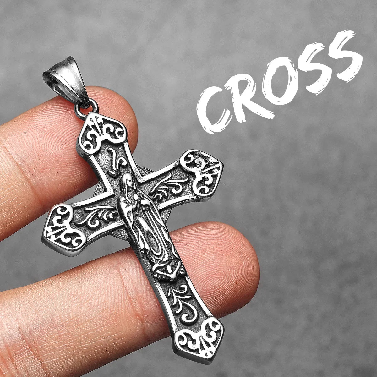 Virgin Mary Cross Amulets Stainless Steel Men Necklaces Pendant Chain Punk For Women Fashion Jewelry Gifts Wholesale Dropshiping
