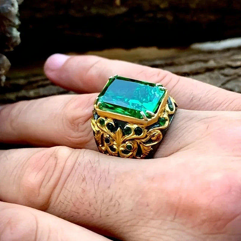 European and American retro ring, aged jewelry moonstone