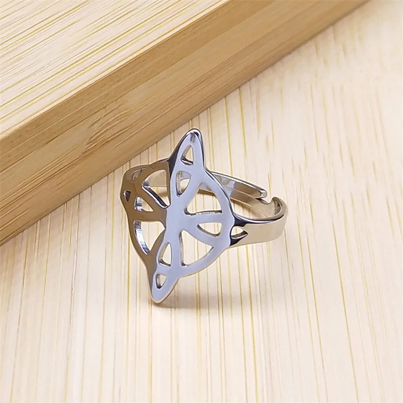 Witchcraft Stainless Steel Witch's Irish Knot Ring Men/Women Silver Color Ireland Adjustable Rings Witch Jewelry nudo de bruja