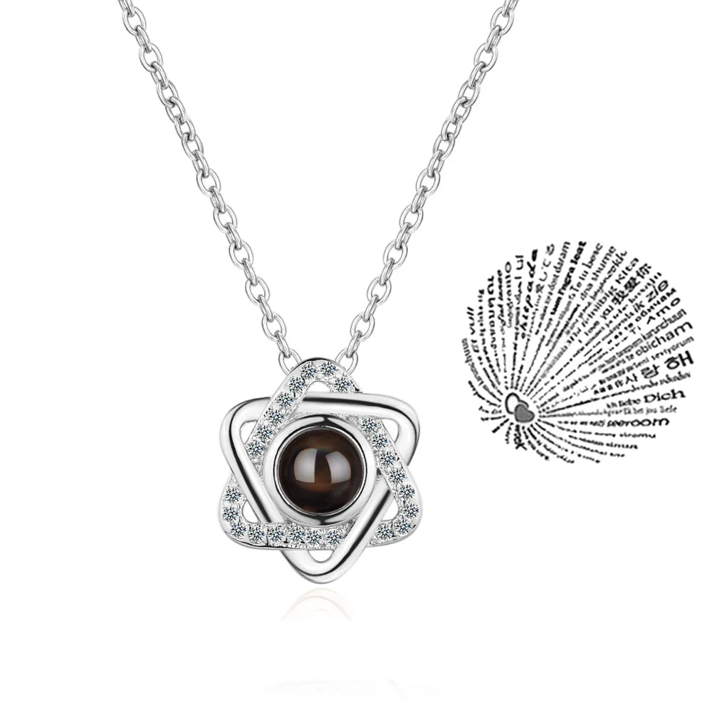 Projection Necklace 100 Languages I Love You Pendant Jewelry For Girlfriend Wife Lover Couple Creative Romantic Necklaces Gifts