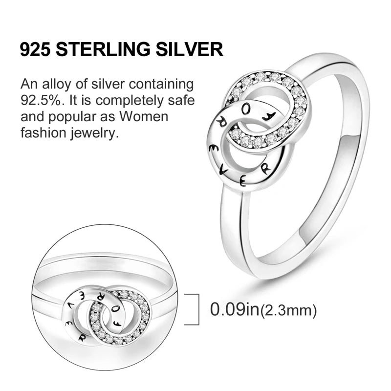 925 Sterling Silver Infinite Love Ring Original Luxury Design Zircon Finger Rings For Women High Quality Wedding Jewelry Gift